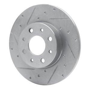 Fiat 500E Brake Rotor (1) - Rear Left - R1 Concepts - Drilled & Slotted - Silver - `13-`19